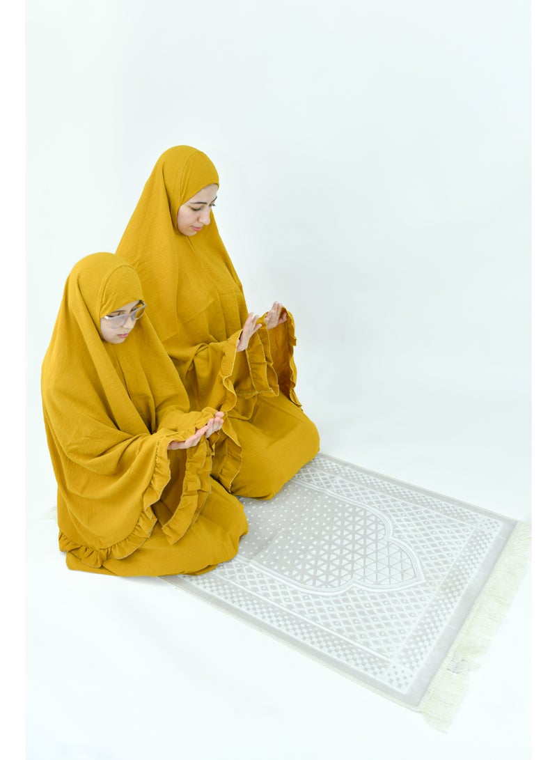 DAMAS COLLECTION Two Piece Islamic prayer dress for girls kids or women -Prayer Clothes for girls and Muslim Women-Prayer Abaya For women and girls kids- Umrah essentials for women -Prayer dress women - Image 3