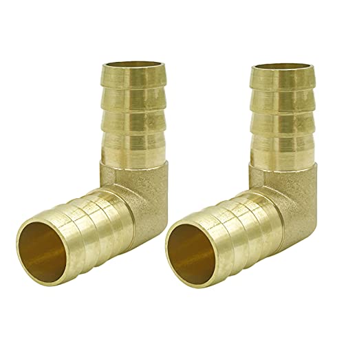 Metaland Brass 3/8" Hose Barb Elbow 90 Degree L Right Angle Barbed Fitting Water Fuel Air (Pack of 2) - Image 1