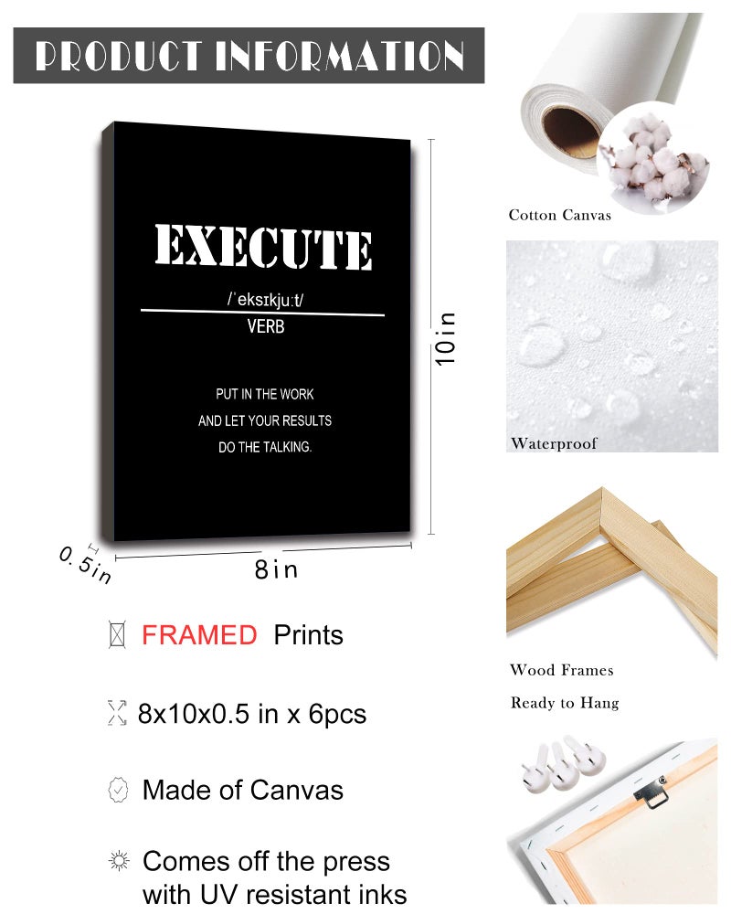 Drsoum Inspirational Office Wall Wall Art - اقتباسات تحفيزية لغرفة المعيشة - تشجيع ملصقات قماش لغرفة النوم - أقوال ديكور الجدران - 8 X10 × 6 أجهزة كمبيوتر (مؤطرة) - Image 5
