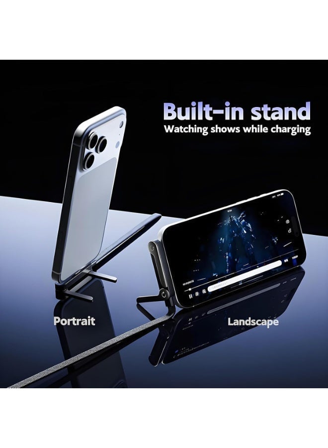 240W Type-C to Type-C Fast Charging Braided Data Cable with Foldable Phone Stand, 1.5m, 90° Angled Design - Image 4