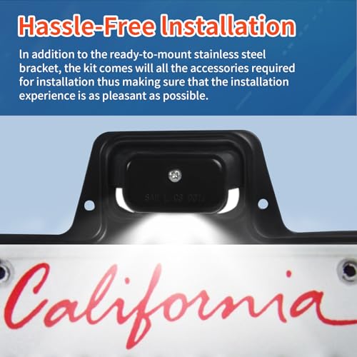 WUSHIXAN LED License Plate Light Waterproof 12V DC License Tag Light, Steel Bracket Mount with Holder Drainage Hole, 12V DC Waterproof Universal Submersible Tag Lamp for Car Semi Truck RV - Image 3
