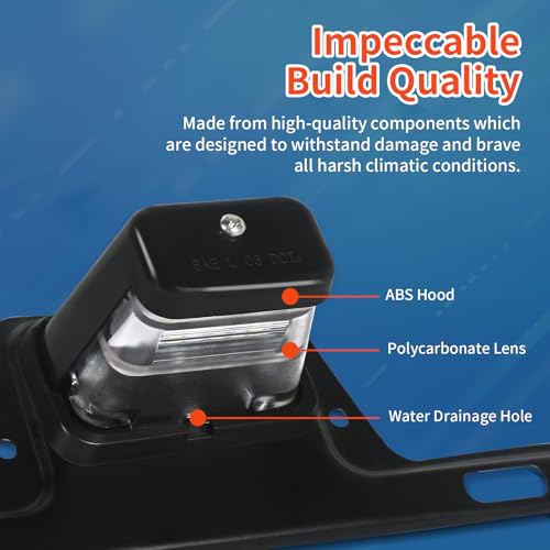 WUSHIXAN LED License Plate Light Waterproof 12V DC License Tag Light, Steel Bracket Mount with Holder Drainage Hole, 12V DC Waterproof Universal Submersible Tag Lamp for Car Semi Truck RV - Image 2