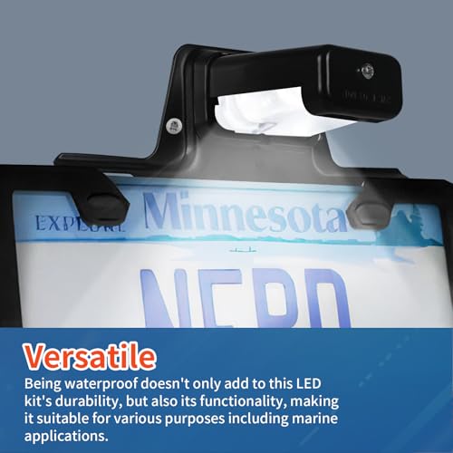 WUSHIXAN LED License Plate Light Waterproof 12V DC License Tag Light, Steel Bracket Mount with Holder Drainage Hole, 12V DC Waterproof Universal Submersible Tag Lamp for Car Semi Truck RV - Image 5