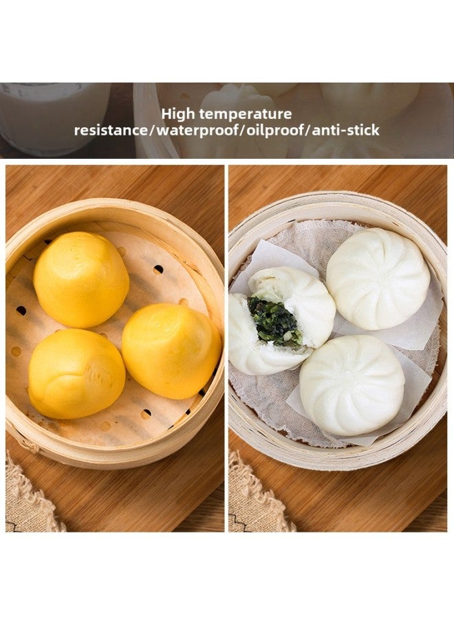 Food Grade Round Thickened Double-Sided Disposable Steamer Paper Oil Paper Household Non-Stick Paper Pad Special Paper For Steamer-Color:50-Specifications:Diameter 21CM - Image 4