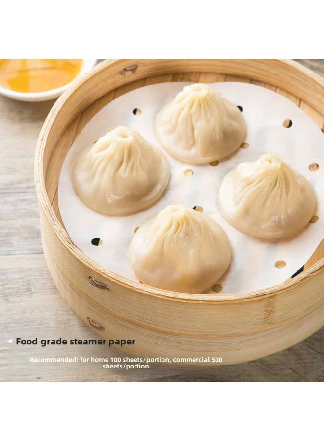 Food Grade Round Thickened Double-Sided Disposable Steamer Paper Oil Paper Household Non-Stick Paper Pad Special Paper For Steamer-Color:50-Specifications:Diameter 21CM - Image 3