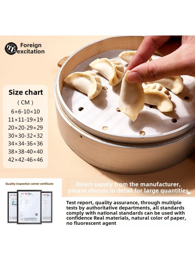 Food Grade Round Thickened Double-Sided Disposable Steamer Paper Oil Paper Household Non-Stick Paper Pad Special Paper For Steamer-Color:50-Specifications:Diameter 21CM - Image 5