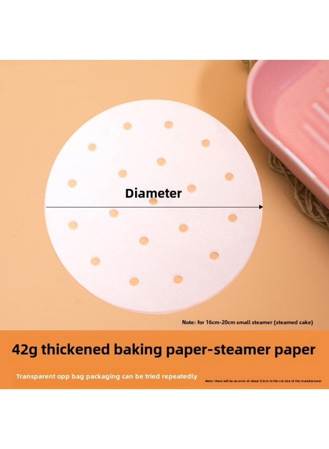 Food Grade Round Thickened Double-Sided Disposable Steamer Paper Oil Paper Household Non-Stick Paper Pad Special Paper For Steamer-Color:50-Specifications:Diameter 21CM - Image 1