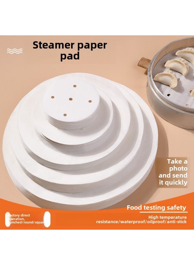 Food Grade Round Thickened Double-Sided Disposable Steamer Paper Oil Paper Household Non-Stick Paper Pad Special Paper For Steamer-Color:50-Specifications:Diameter 21CM - Image 2