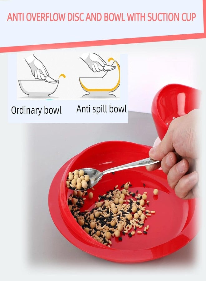 UKYCEORA Spill Proof Scoop Plate and Bowl with Non-Skid Suction Base, Adaptive Dinnerware, Suitable for the Elderly, Patients with Parkinson's Disease, Hand Injuries, etc.White(1 Plate+1 Bowl) - Image 2
