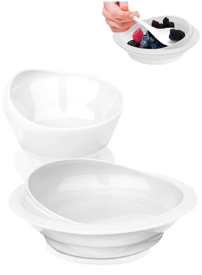 UKYCEORA Spill Proof Scoop Plate and Bowl with Non-Skid Suction Base, Adaptive Dinnerware, Suitable for the Elderly, Patients with Parkinson's Disease, Hand Injuries, etc.White(1 Plate+1 Bowl) - Image 1