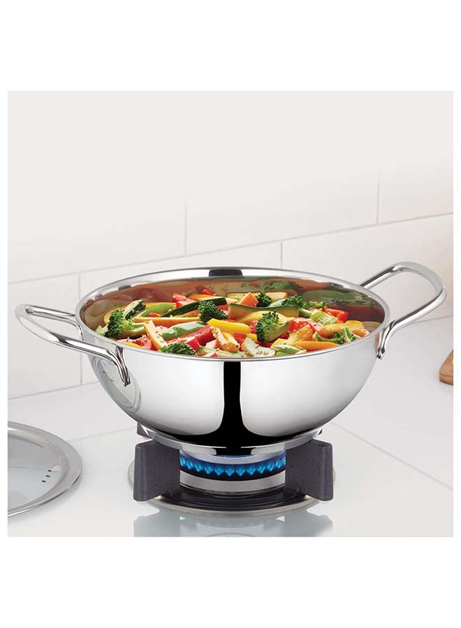 BOROSIL Stainless Steel Deep Kadhai With Lid, Impact Bonded Tri-Ply Bottom, 3.3L, Silver - Image 2