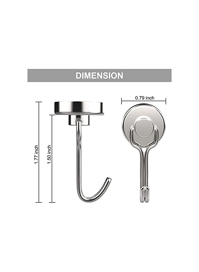PROMASS Swivel Magnetic Hook 8 Pack, Heavy Duty Magnet Hook with Scratch-Resistant Base for Refrigerator, Wall, Door, Bathroom, Kitchen & Magnetic, Wall Hanger Hooks for Coat, Towel, Key, Kitchenware, Silvers  - Image 4