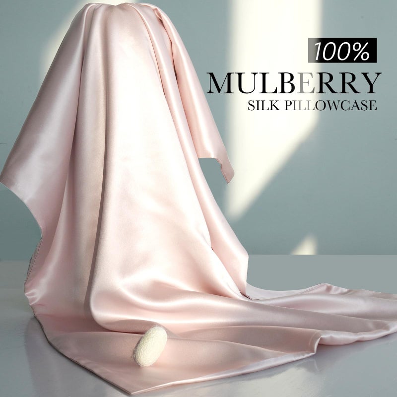 J JIMOO غطاء وسادة من حرير التوت 100% للشعر والبشرة، 22 مومي Pure Natural حرير غطاء وسادة من الجانبين مع سحاب، غطاء وسادة للنساء والأمهات والرجال (وردي فاتح، قياسي 20''×26''، 1 عبوة) - Image 5