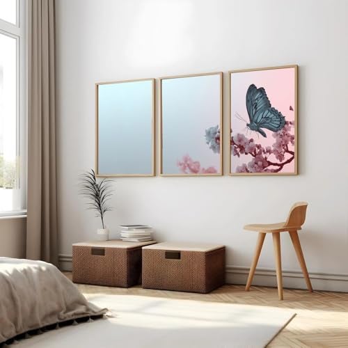 Gamya Framed Japan Samurai Theme Wall Painting Posters For Office, Living Room, Bedroom Wall Decor - Japanese Japandi Samurai Aesthetic Room Decor (Butterfly, 13x19 Inches, Framed) - Image 1
