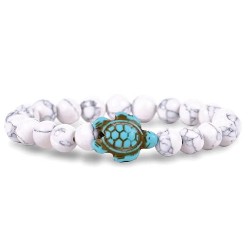 Fahlo Sea Turtle Tracking Bracelet, Elastic, supports the Sea Turtle Conservancy, one size fits most for Men and Women (White Howlite) - Image 1