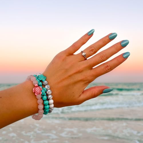 Fahlo Sea Turtle Tracking Bracelet, Elastic, supports the Sea Turtle Conservancy, one size fits most for Men and Women (White Howlite) - Image 4