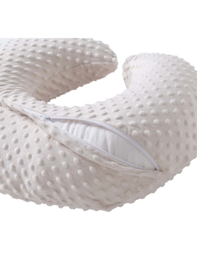 QUENESS Nursing Pillow and Positioner, Breastfeeding, Bottle Feeding, Baby Sitting Support with Removable Ultra Soft Cover, Tummy Time Support for Baby Boys and Girls (Beige) - Image 2