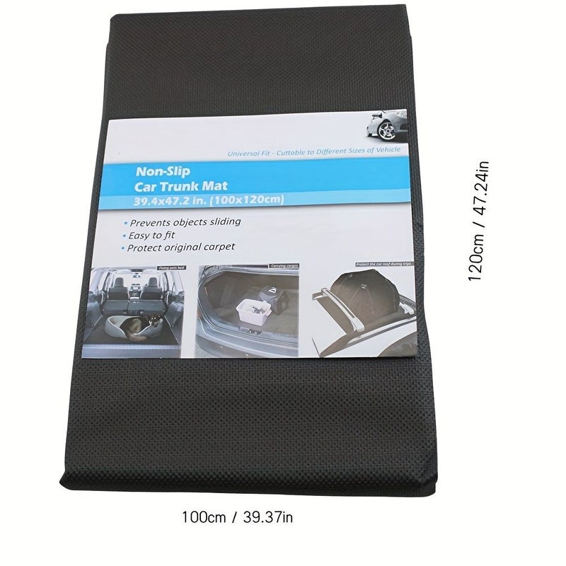 2 Piece Car Trunk Mat Set Non Slip Cargo Liner Black Rubber Boot Mat Dirt Trapper Drawer Mat For Vehicle Storage 47 24x39 37 Inch And 23 62x35 43 Inch - Image 2