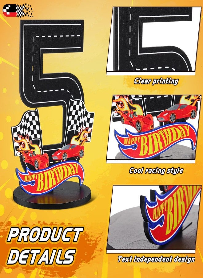 MiniInflat Race Car 5th Birthday Number Sign Centerpiece Race Car Theme 5th Birthday Party Supplies Wooden Table Decoration Photo Props for Boys Five Years Old - Image 3