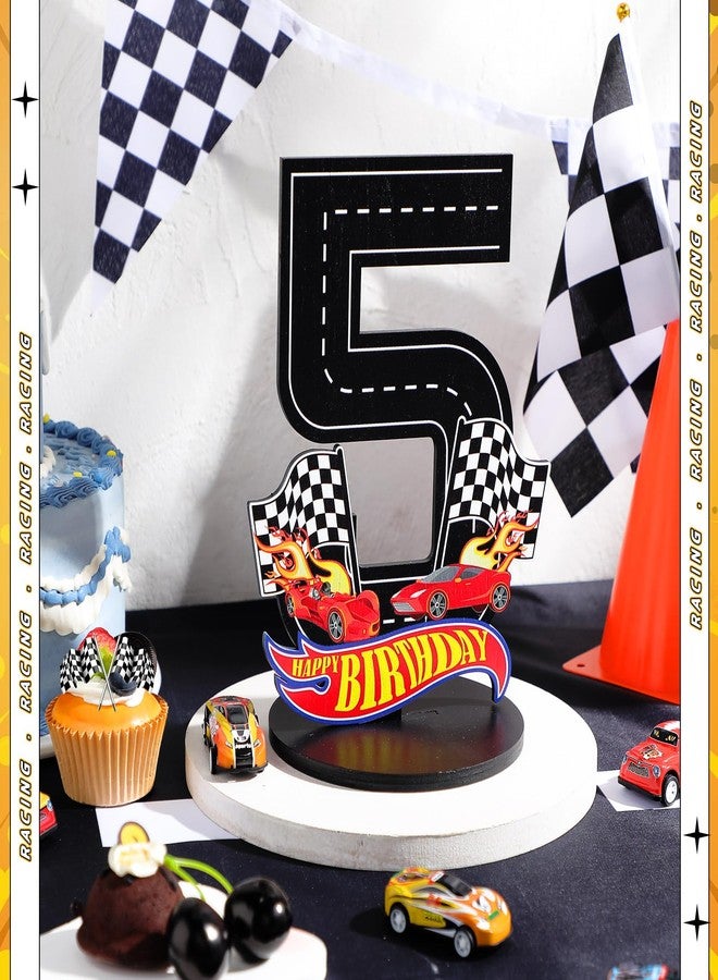 MiniInflat Race Car 5th Birthday Number Sign Centerpiece Race Car Theme 5th Birthday Party Supplies Wooden Table Decoration Photo Props for Boys Five Years Old - Image 4