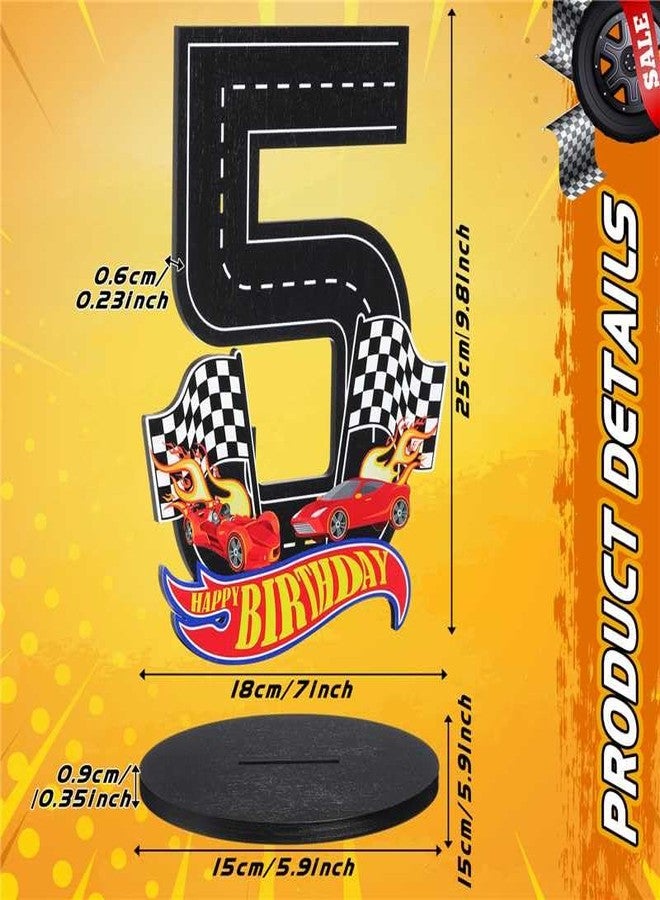 MiniInflat Race Car 5th Birthday Number Sign Centerpiece Race Car Theme 5th Birthday Party Supplies Wooden Table Decoration Photo Props for Boys Five Years Old - Image 2