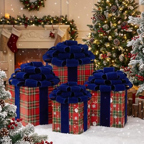 Mindsoft 3 Pcs 12 Inch Giant Christmas Gift Wrap Holiday Car Bows Velvet Extra Large Pre Tied Jumbo Present Bows with Twist Ties for Xmas New Year Party Favor Decorations Wedding BirthdayBlue - Image 1