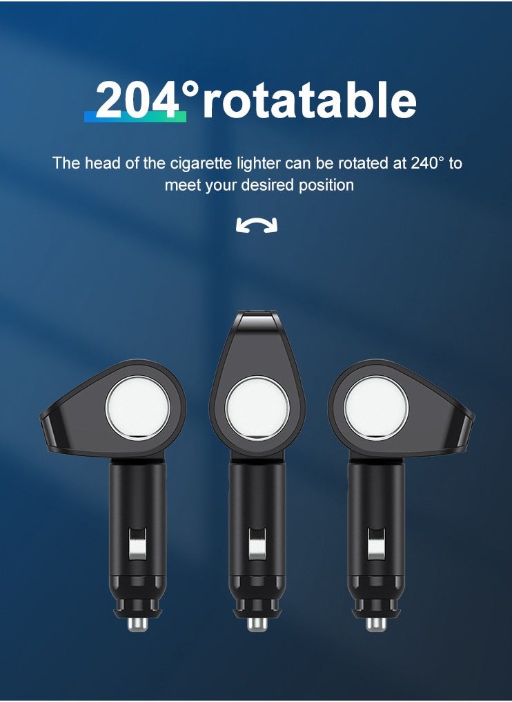 Generic - Car Charger 5A USB Type-C Socket, Rotatable 18W Fast Charging Mini Car Charger Adapter Compatible with Samsung/iPhone (3 Ports, Black) - Image 1