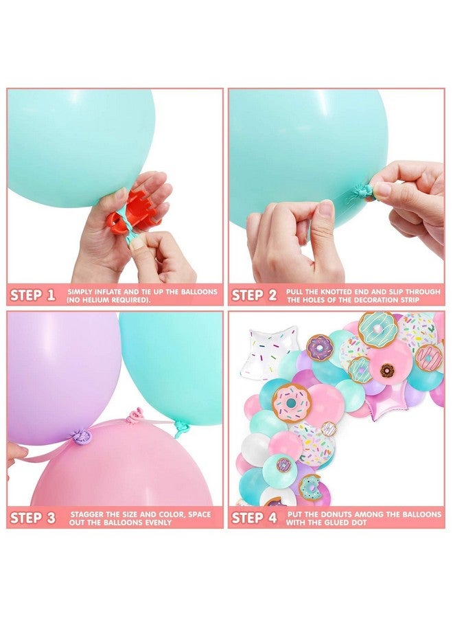 Levfla 100 PCS Donut Balloons Garland Pastel Decoration Kits Sprinkles Confetti Doughnut Backdrop Cutouts Kids Birthday Party Balloons Arch Photo Props Favor Ideas Supplies - Image 4