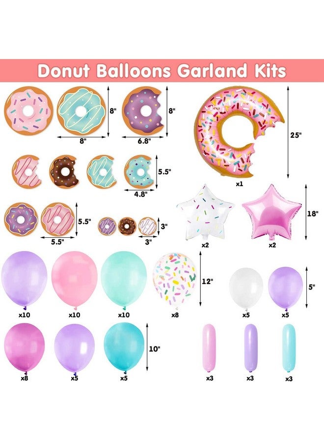 Levfla 100 PCS Donut Balloons Garland Pastel Decoration Kits Sprinkles Confetti Doughnut Backdrop Cutouts Kids Birthday Party Balloons Arch Photo Props Favor Ideas Supplies - Image 3