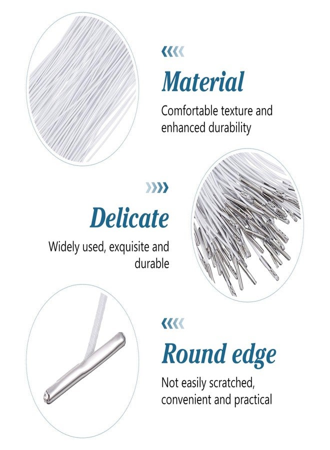 Garneck 100pcs White Elastic Ropes with Metal Hooks Barbed Cords Loop Round String with Metal Barbs Ropes for Party Cosplay Mask DIY Hat - Image 3