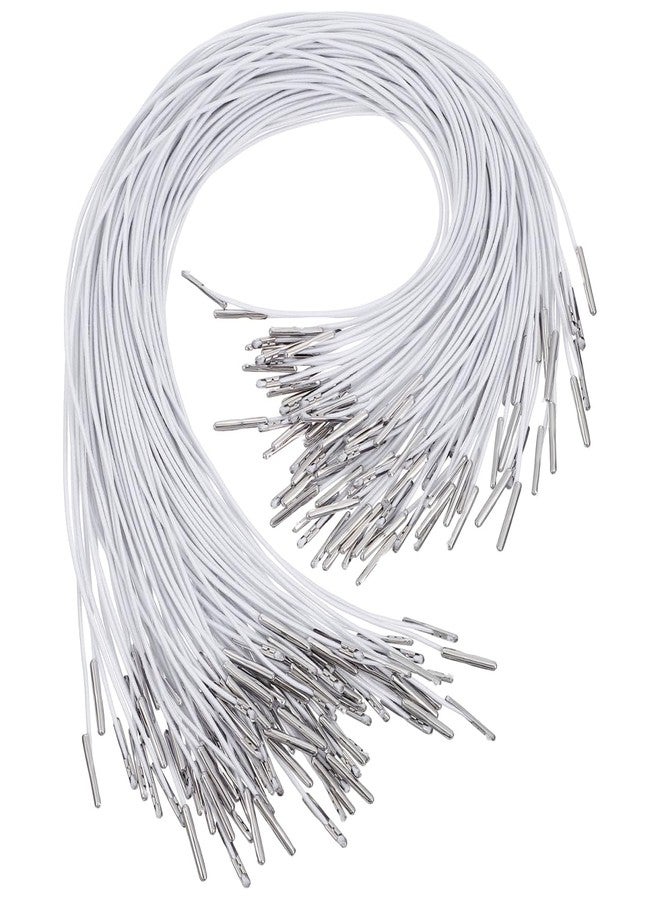 Garneck 100pcs White Elastic Ropes with Metal Hooks Barbed Cords Loop Round String with Metal Barbs Ropes for Party Cosplay Mask DIY Hat - Image 1
