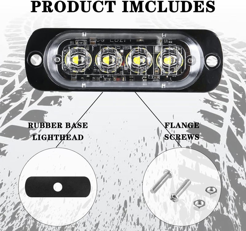 10 قطع من أضواء العلامات الجانبية، 12V 4 LED أضواء العلامات الجانبية للسيارة، الدراجة النارية، SUV، الشاحنة، الرافعة الشوكية، المركبة الوعرة، المركبات الهندسية، القوارب (أبيض) - Image 5