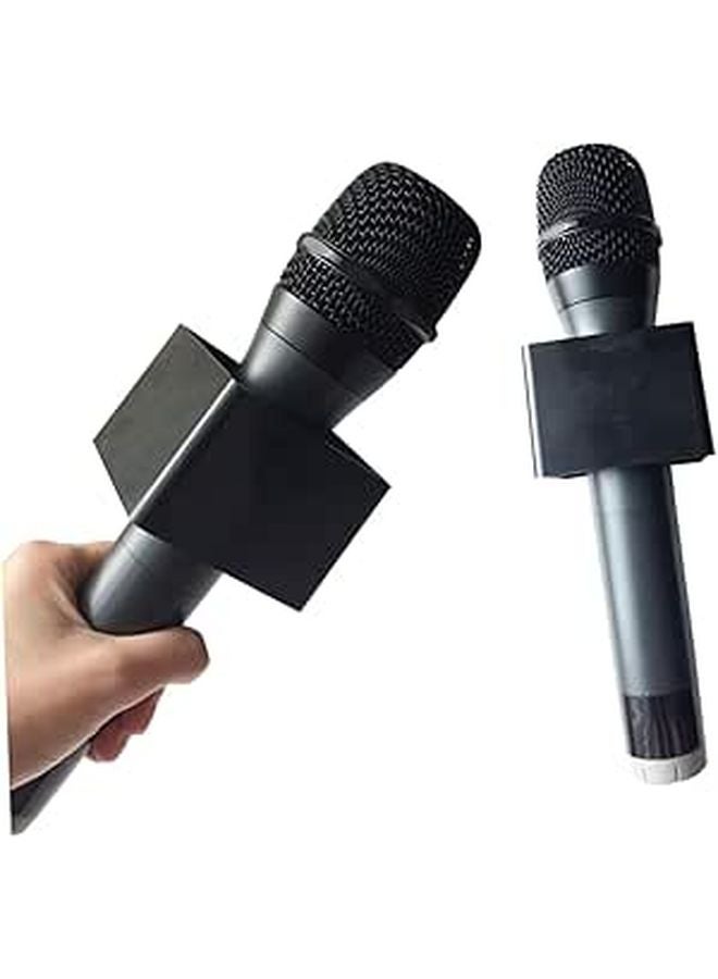 2 Microphone Logo Stands with Thick Cotton Protector Durable ABS Material Square Design - Image 1