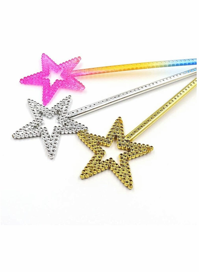 KASTWAVE Star Fairy Wands 6PCS Girls Costume Props Star Magic Wand Angel Fairy Wands Sticks Birthday Party Wedding Halloween Cosplay Christmas 13 Inches (3 Color) - Image 3