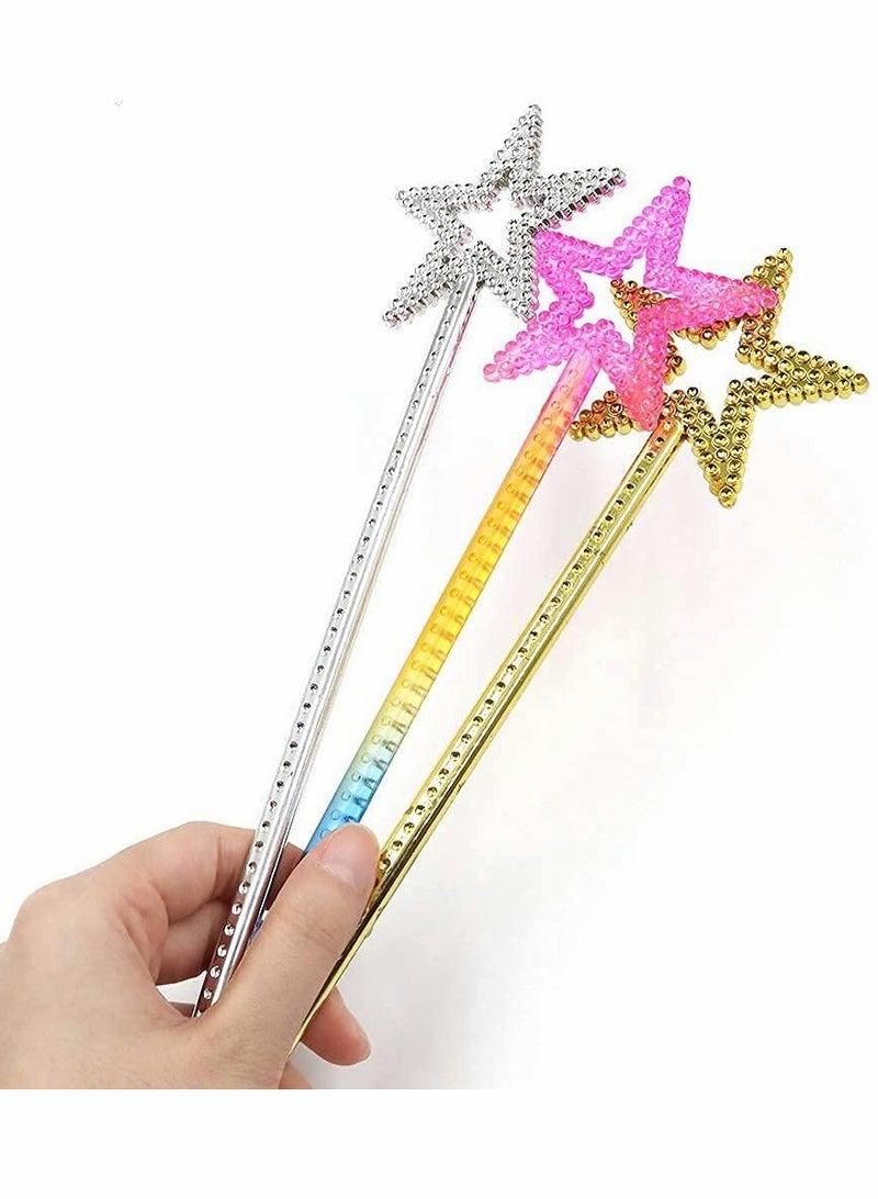 KASTWAVE Star Fairy Wands 6PCS Girls Costume Props Star Magic Wand Angel Fairy Wands Sticks Birthday Party Wedding Halloween Cosplay Christmas 13 Inches (3 Color) - Image 2