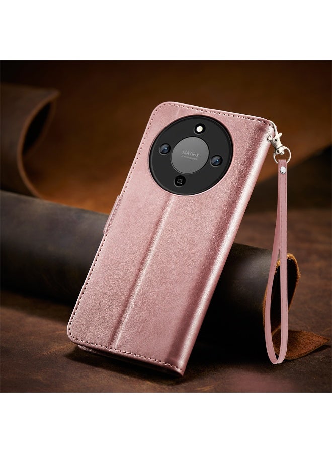 ICARLUS For Honor X9d 5G Case PU Leather Calf Texture Phone Cover - Pink - Image 2