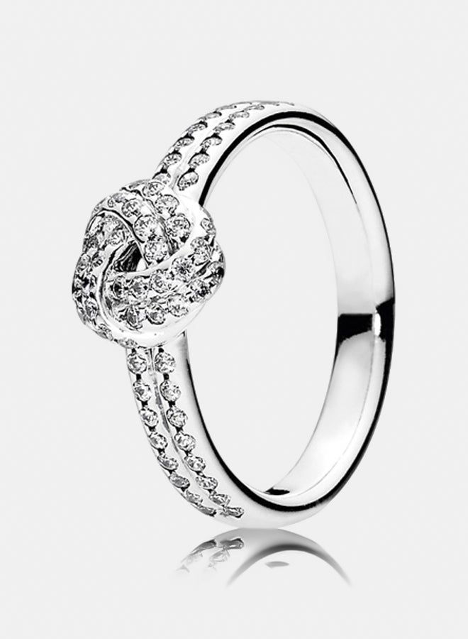 PANDORA Love Knot Silver Ring with Clear Cubic Zirconia