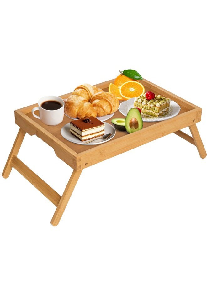 Artmeer Bed Tray Table with Folding Legs,Bamboo Breakfast in Bed for TV Table, Laptop Computer Tray,Eating,Snack Tray(Bamboo) Extra-Large Size - Image 1