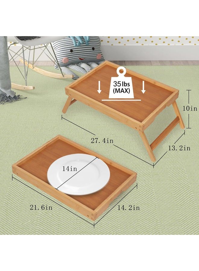 Artmeer Bed Tray Table with Folding Legs,Bamboo Breakfast in Bed for TV Table, Laptop Computer Tray,Eating,Snack Tray(Bamboo) Extra-Large Size - Image 3