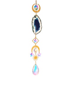 ماركة غير محددة Suncatcher - قلادة إضاءة من الحجر الخام العقيق كريستال صائد الشمس بريزم الكرة الديكور قوس قزح التصنيع - اللون الأزرق  - Image 1