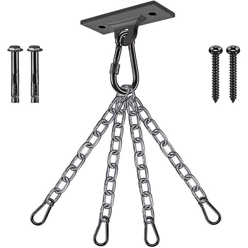 Dolibest Heavy Duty Boxing Punching Bag Chain450 LB Capacity Wall Mount Ceiling Hooks for Boxing MMAWood Beam Holder with 4 Chains and 4 Carabiners2 Wood Screws for Wooden Sets