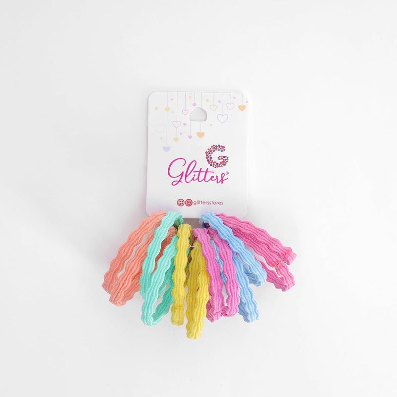 GLITTERS Trendy Stylish Elastics Stretchy Ponytail Holders for Girls & Women (Set of 12) - Image 1