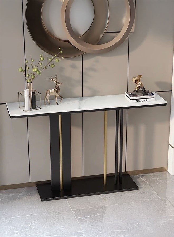 LEDIN Contemporary Style Console Table with Stone Top and Pedestal Base for Hall Marble Slate Narrow Table Against the Wall Porch Cabinet Entry Door Living Room 80x30x80 cm - Image 3