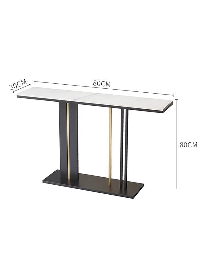 LEDIN Contemporary Style Console Table with Stone Top and Pedestal Base for Hall Marble Slate Narrow Table Against the Wall Porch Cabinet Entry Door Living Room 80x30x80 cm - Image 5