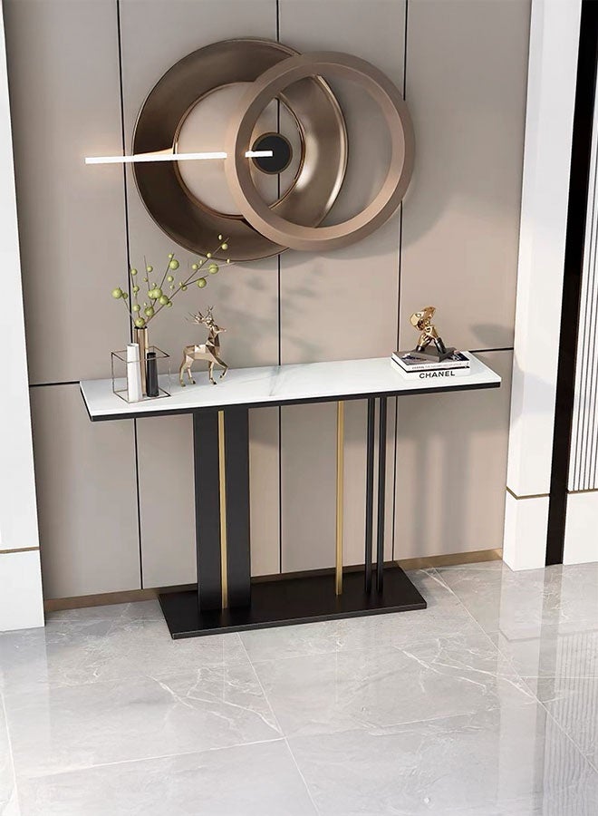 LEDIN Contemporary Style Console Table with Stone Top and Pedestal Base for Hall Marble Slate Narrow Table Against the Wall Porch Cabinet Entry Door Living Room 80x30x80 cm - Image 2