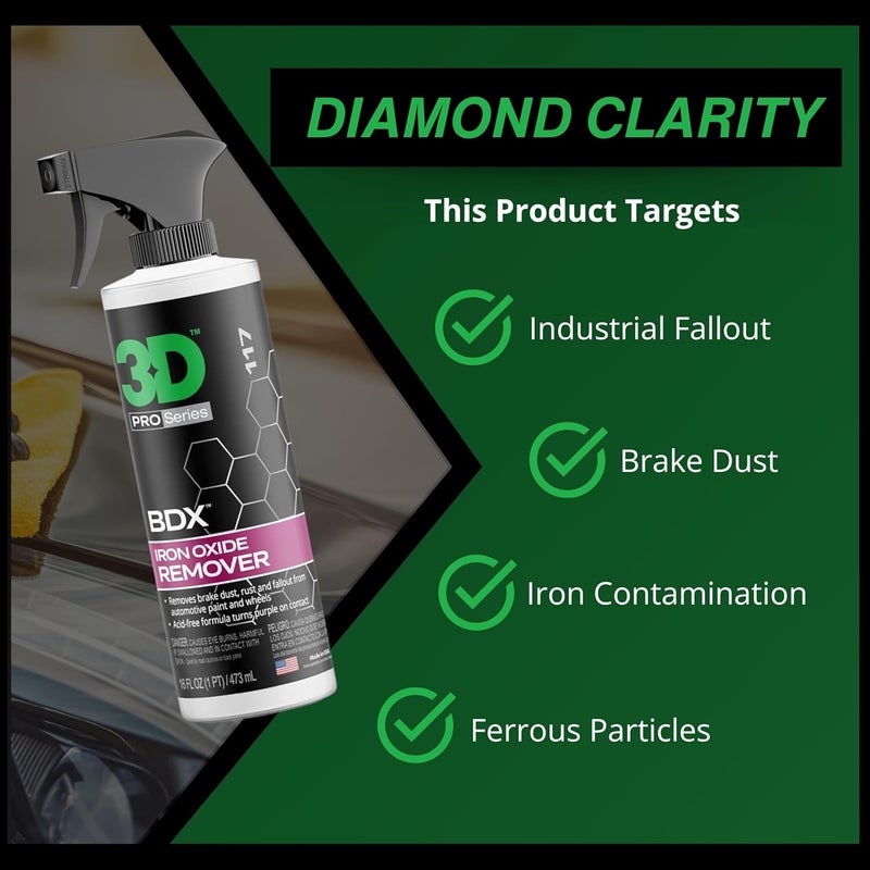 3D BDX - Wheel & Rim Cleaner - Cleans Dirt, Grime, Brake Dust, Road Film - Dust & Rust Remover Erodes Iron Particles, Oxidation & Fallout - Like New Restoration & Shine 16oz. Budget global standard quality - Image 2
