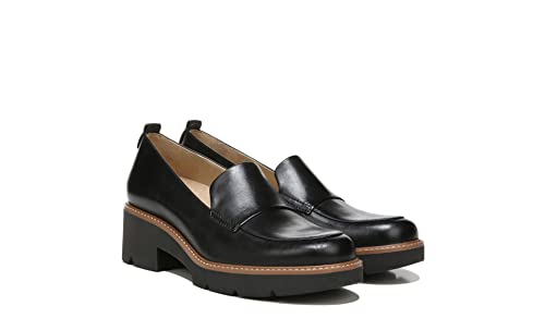 Naturalizer Womens Darry Slip On Lightweight Lug Sole Heeled Loafer ,Black Leather,9.5W - Image 2