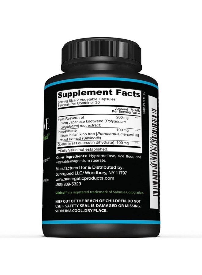 Sunergetic Premium Pterostilbene Supplement - Pterostilbene with Resveratrol & Quercetin - Supports Healthy Aging - Natural Source Pterostilbene 100mg per Serving - 60 Capsules - Image 2