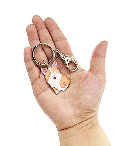 Feb.7 Welsh Corgi Dog Keychain - Corgi Keyring & Bag Charm - Dog Tag Gift (Silver) - Image 2
