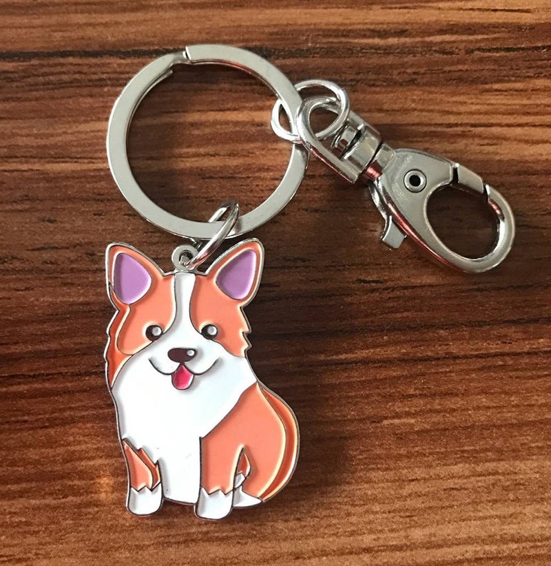 Feb.7 Welsh Corgi Dog Keychain - Corgi Keyring & Bag Charm - Dog Tag Gift (Silver) - Image 4
